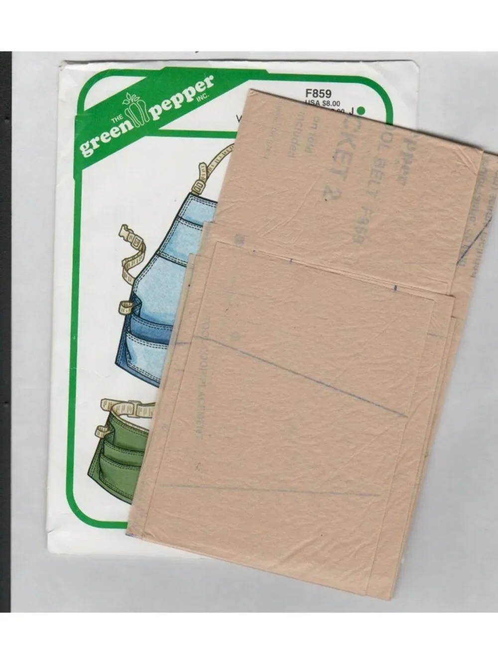 Green Pepper F859 536 Work Gardening Apron and Tool Belt Sewing Pattern Uncut OS